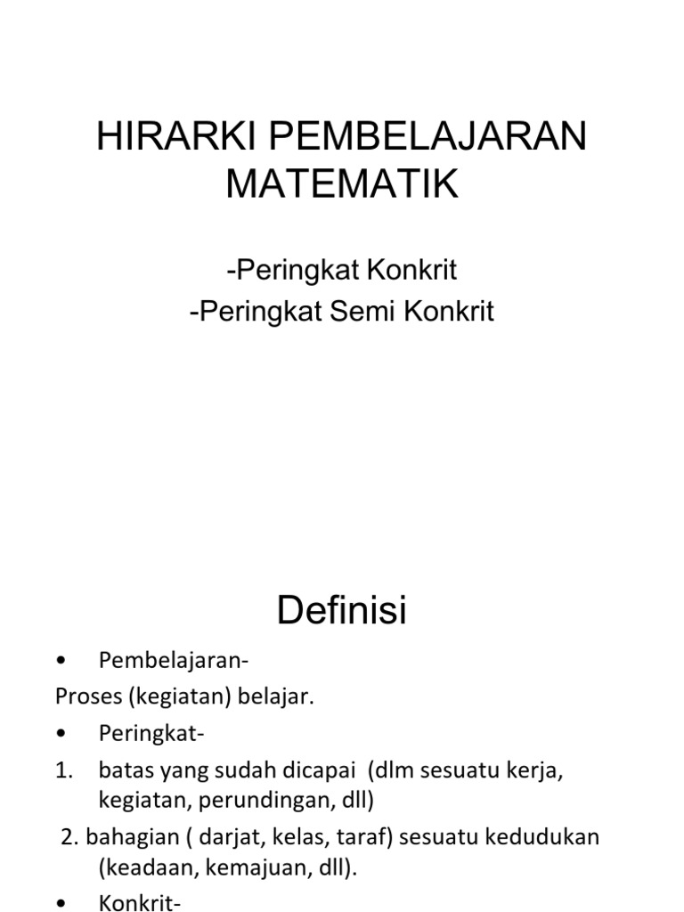 Hirarki Pembelajaran Matematik Pdf