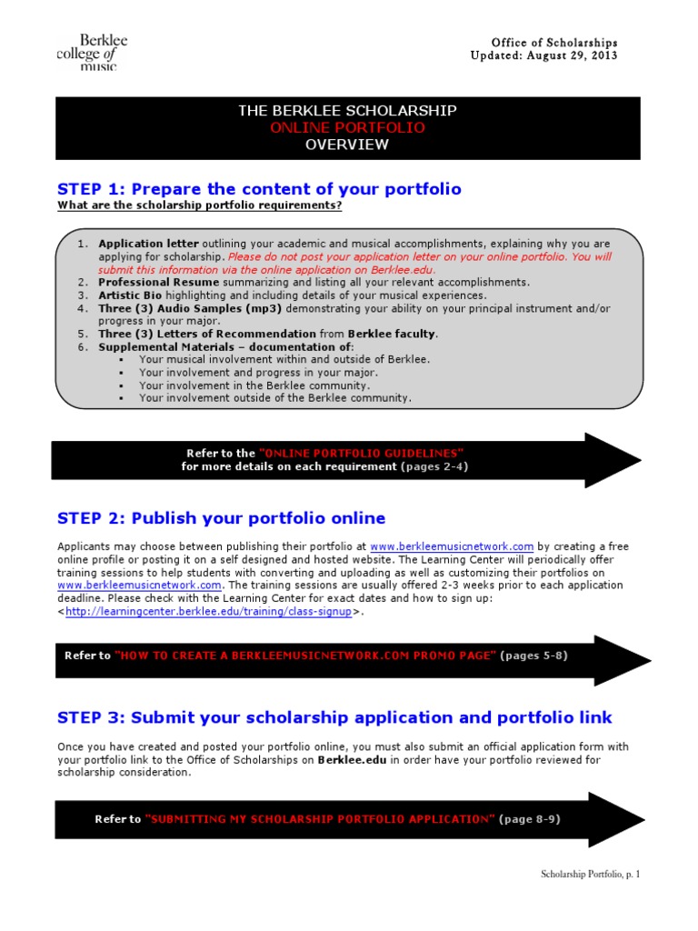 Scholarship Portfolio Instructions | PDF | World Wide Web | Internet & Web