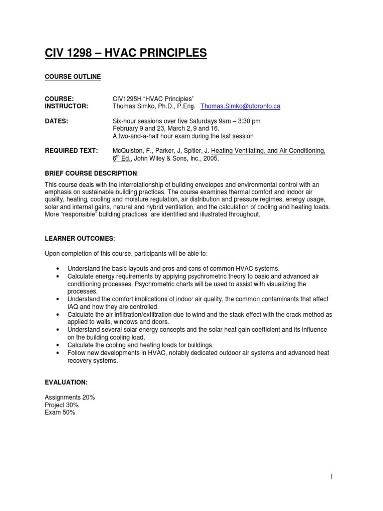 Syllabus PDF Hvac Air Conditioning