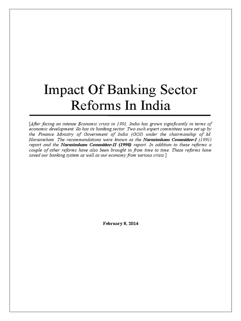 Impact of Banking Sector Reforms in India - R01 | PDF | Money | Banking