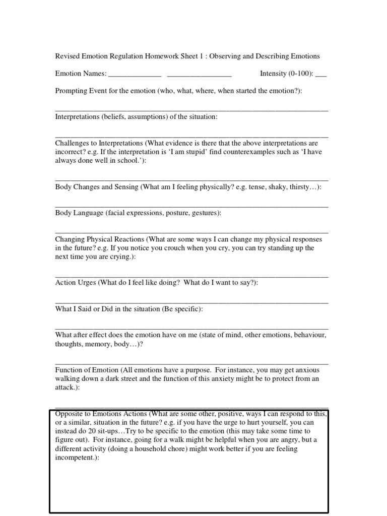 Dbt emotion regulation skills list picture