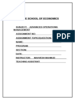 Advanced Operations Management Assignment Cover Page
