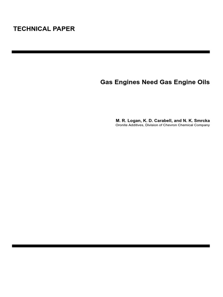 Gas Engines Oils TechPaper | PDF | Internal Combustion Engine | Motor Oil