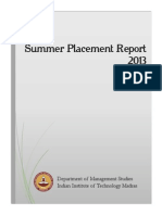 Summer Placement Report 2013