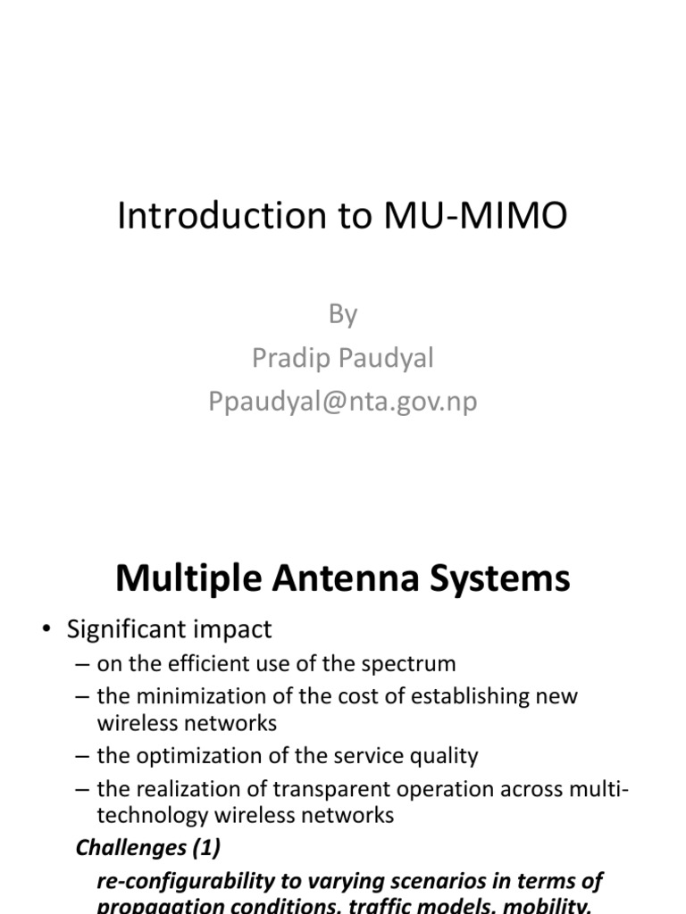 Introduction to mu mimo by pradip paudyal ppaudyal nta gov np pdf