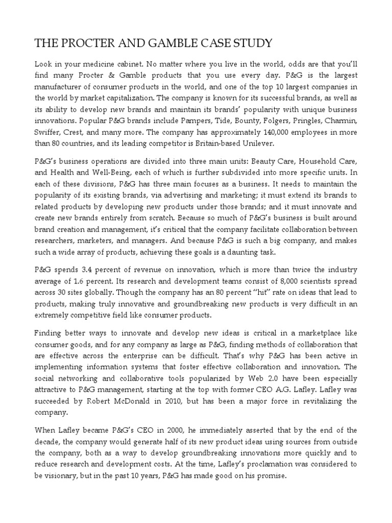 The Procter and Gamble Case Study Collaboration Email