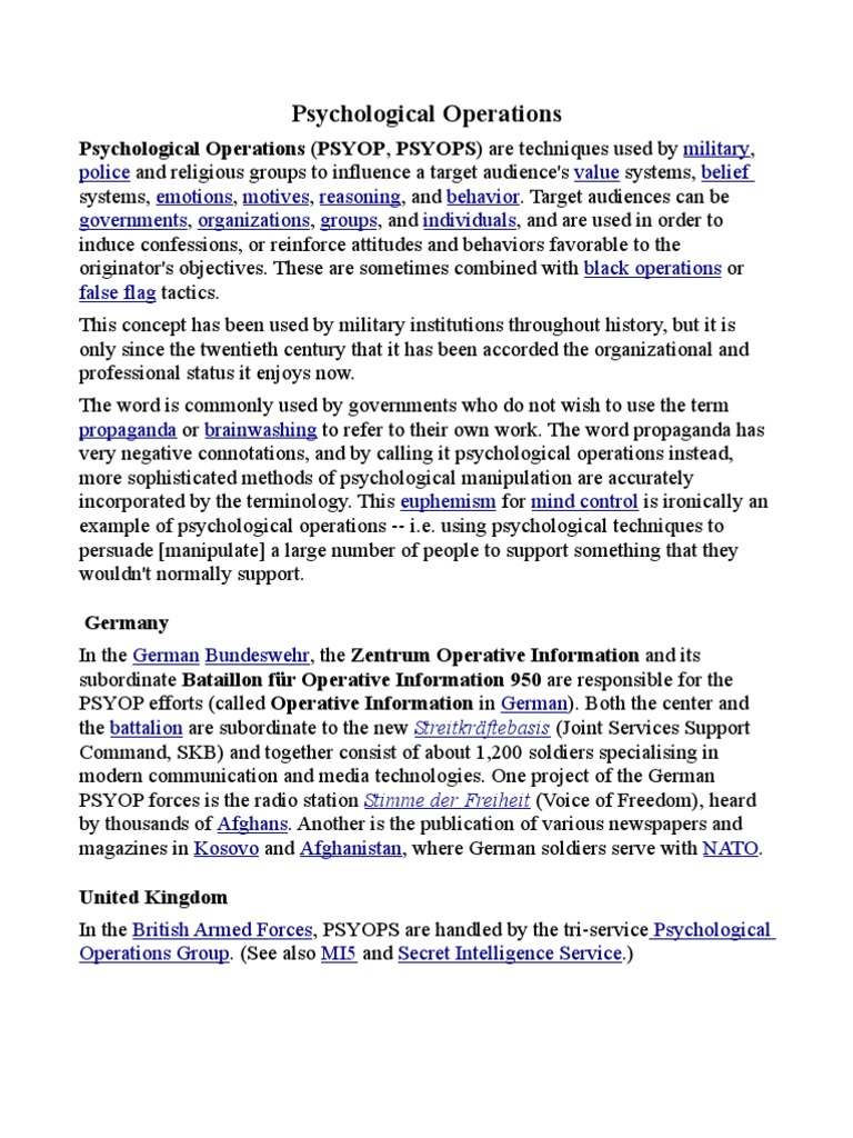 Military Psychological Operations Overview | PDF | Military | Military ...