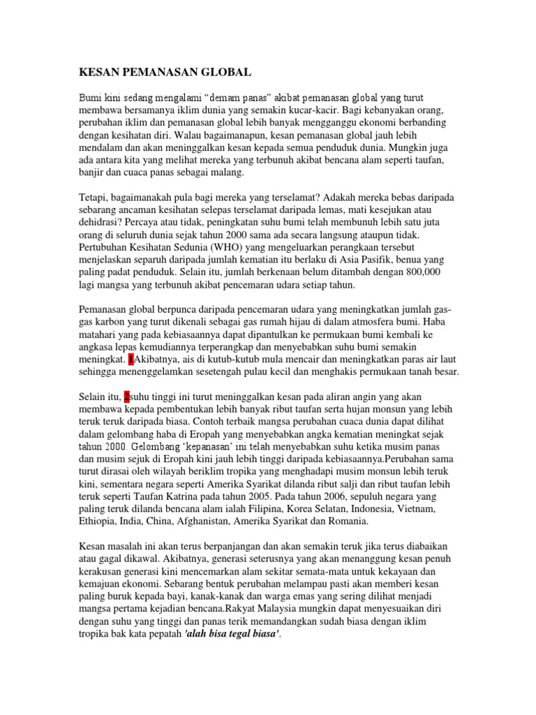 Kesan Pemanasan Global Pdf