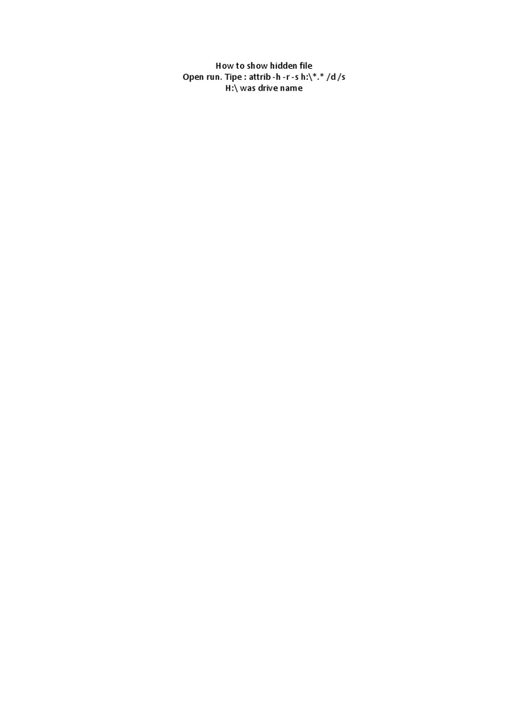 Show Hidden Files in Windows Drive | PDF | Computers