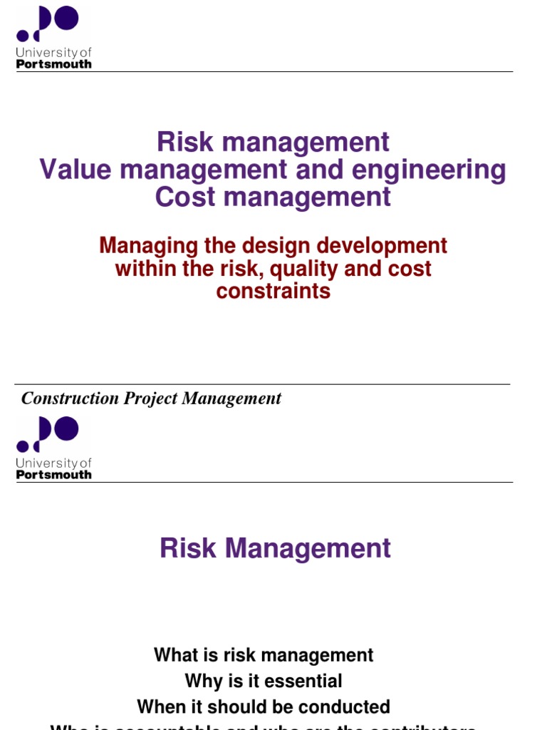 Risk and Cost Management in Construction | PDF | Risk Management ...