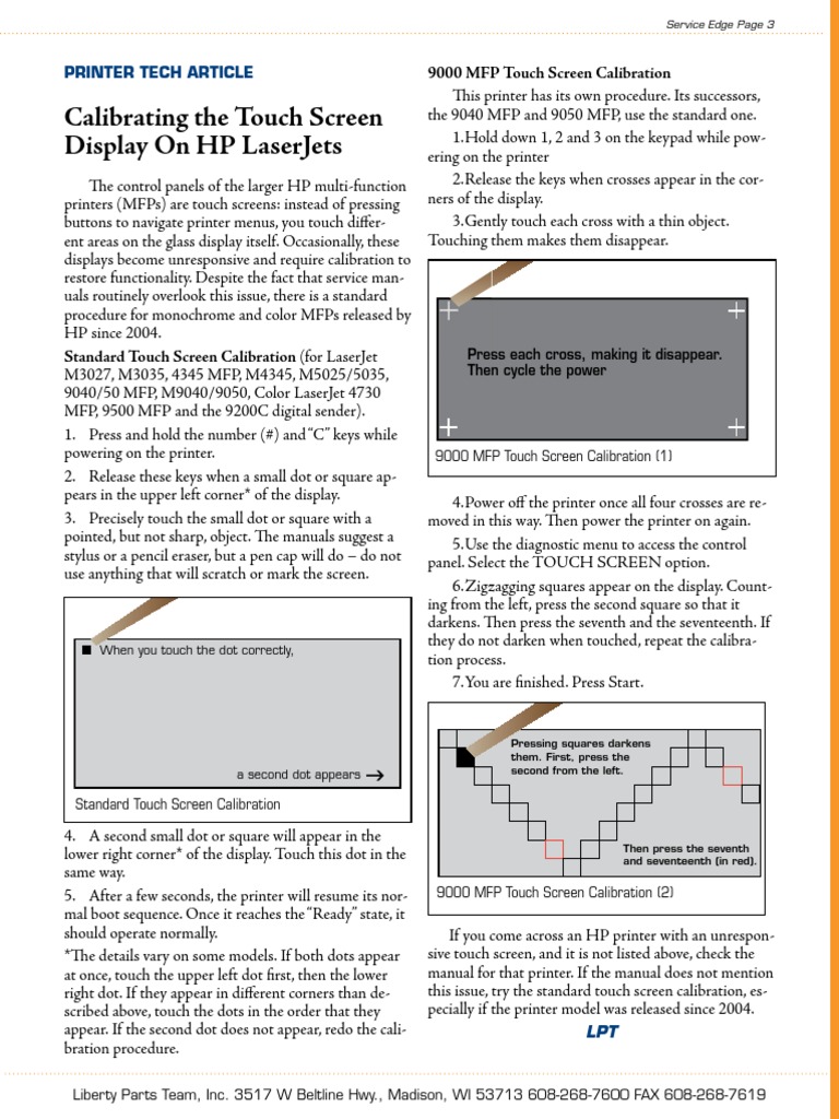 HP Touch Screen Calibration | PDF | Touchscreen | Printer (Computing)