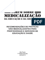 Recomendações de práticas não medicalizantes para os serviços e profissionais de educação e saúde
