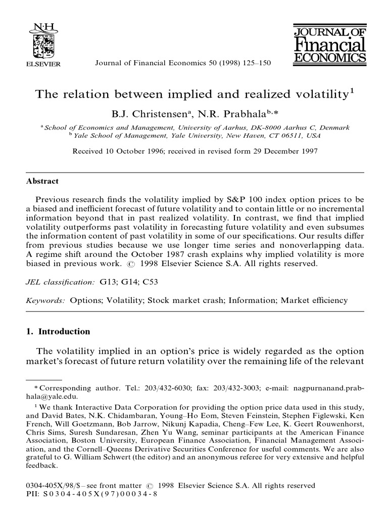 The Relation Between Implied and Realized Volatility | PDF | Finance ...