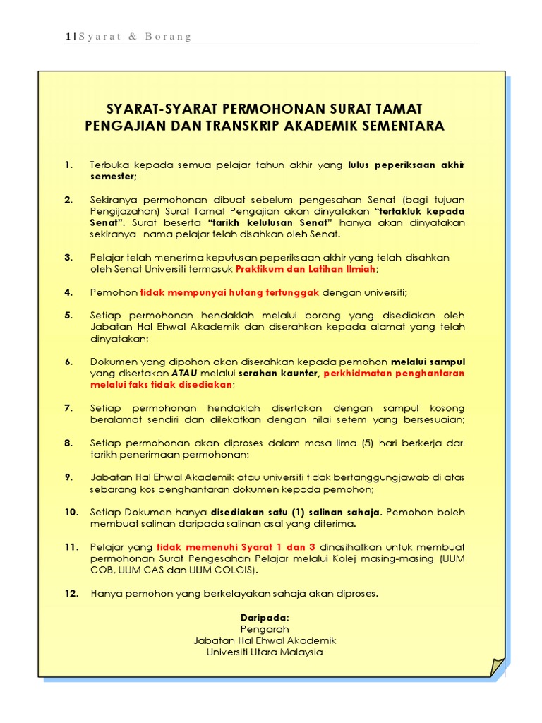 Borang Permohonan Transkrip Sementara Dan Surat Tamat Pengajian Pdf