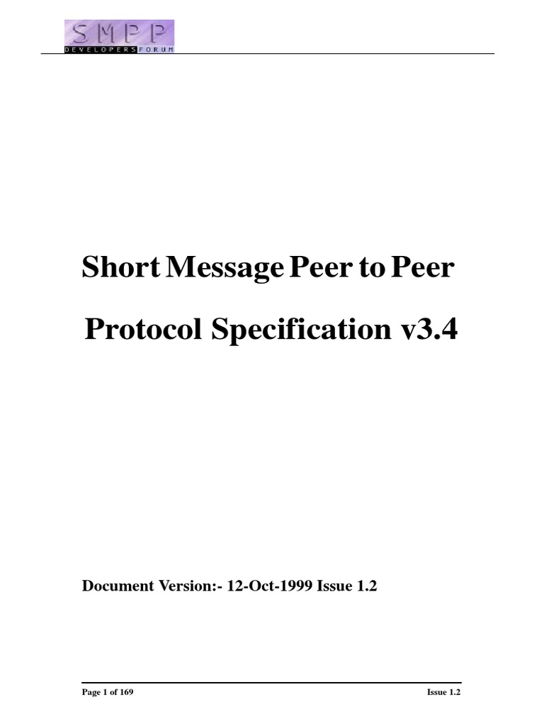 SMPP v3.4 Protocol Specification | PDF | Mobile Telecommunications ...