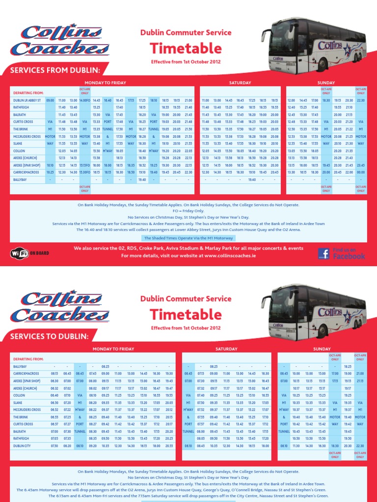 Collins Timetable 2013 PDF Dublin Observances