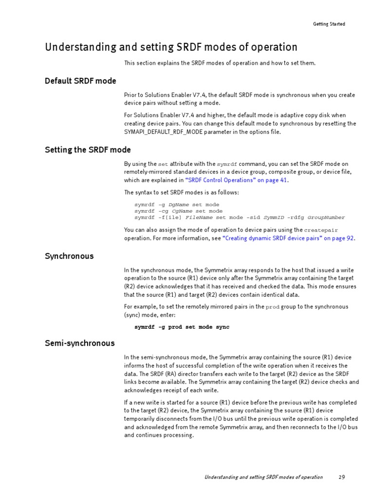 Understanding and Setting SRDF Modes of Operation | PDF