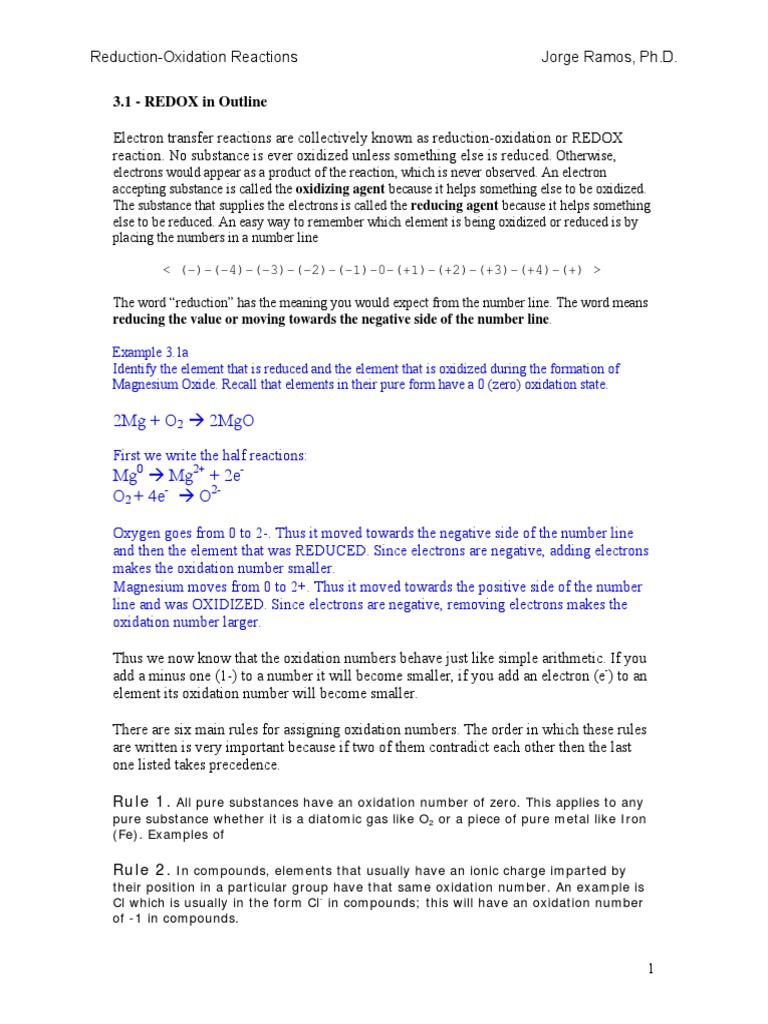 Red Ox Reactions | PDF | Redox | Chemical Compounds