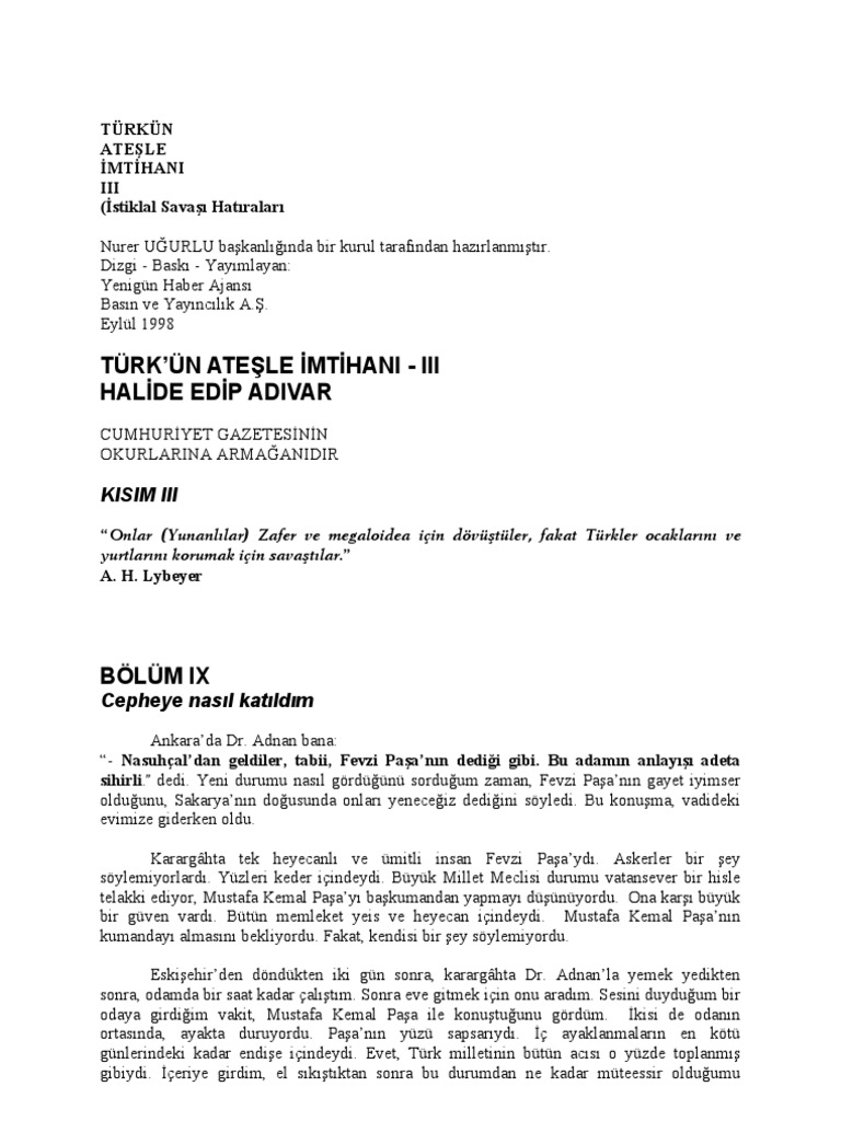 halide edip adivar turk un atesle imtihani