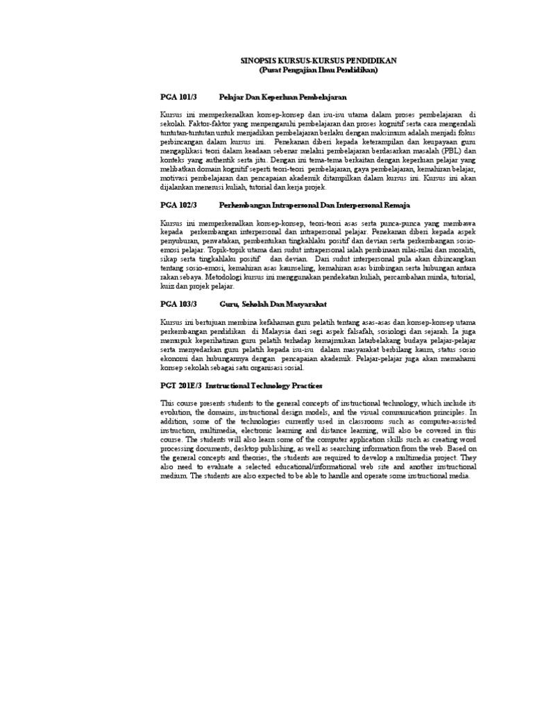 Sinopsis Kursus 10 Pdf