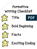 Informative Writing Checklist: Title Bold Beginning Facts Exciting Ending