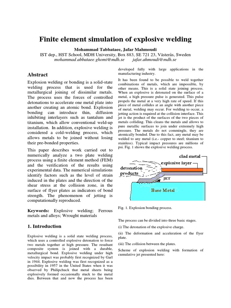 Finite Element Analysis of Explosive Welding | PDF | Explosive Material ...