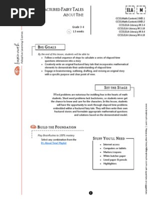 Lesson Plan Layout Fractured Fairy Tales About Time