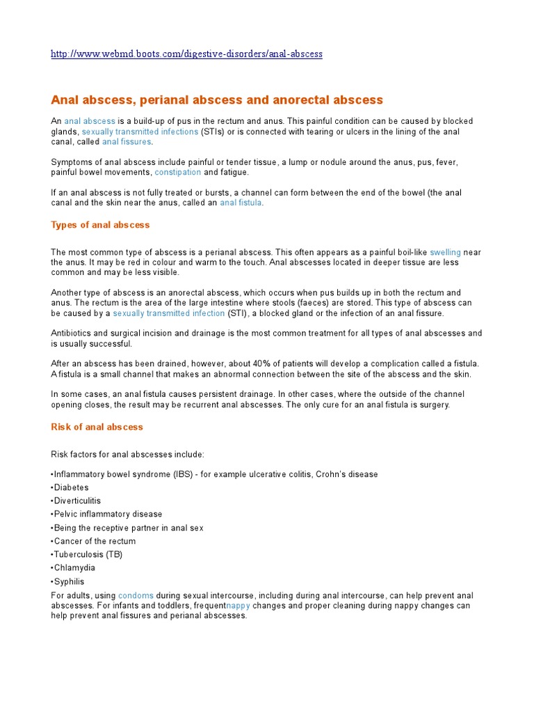Risks of Anal Abscess PDF Anal Sex Sexually Transmitted Infection image