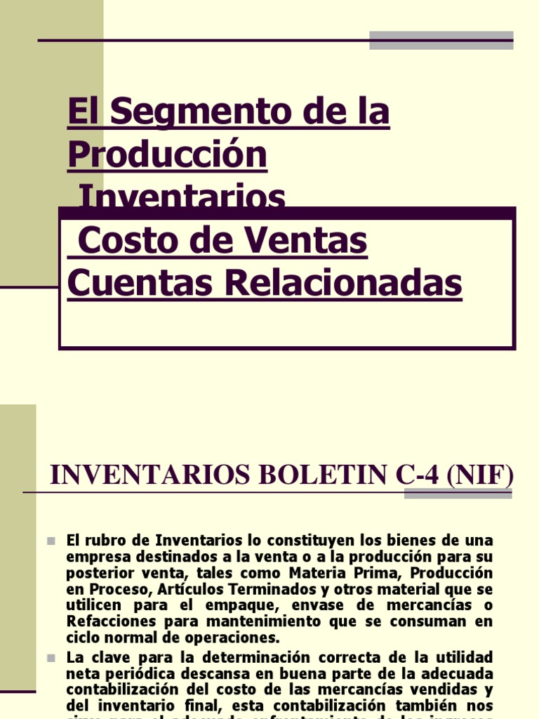Inventario y Costo de Ventas | PDF | Costo | Contabilidad