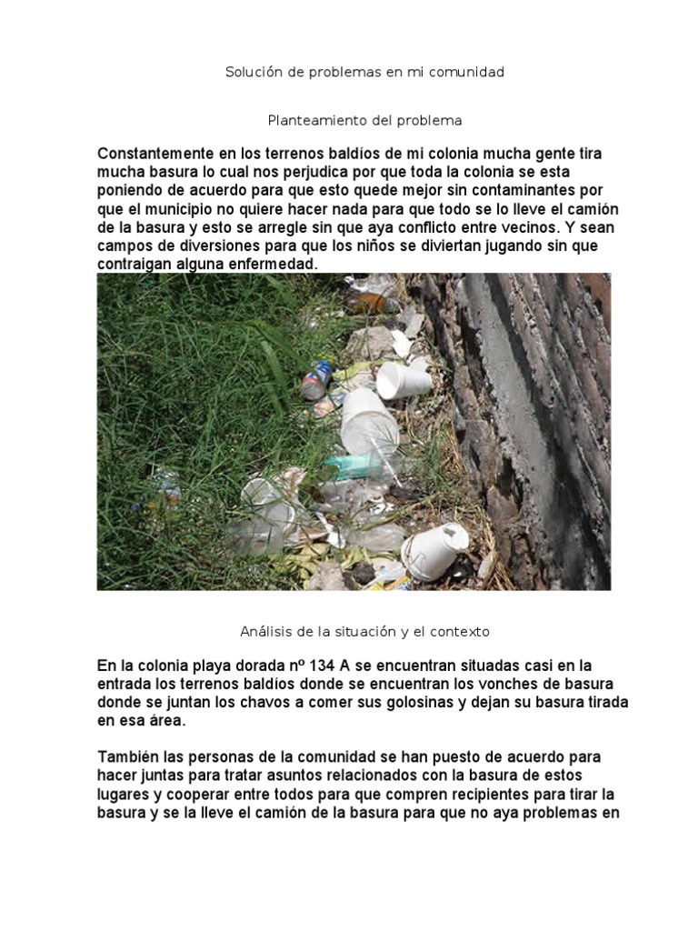 Problemas de basura en la comunidad | PDF | Residuos | Contaminación