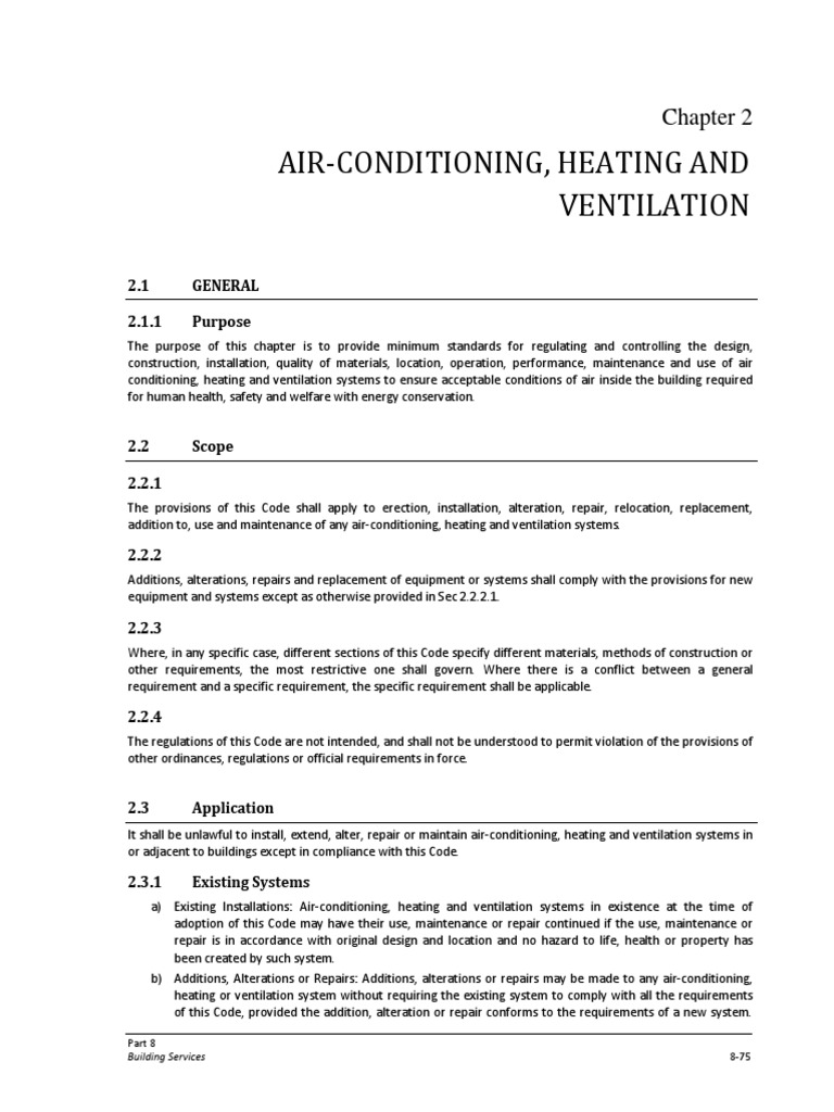 Air‐Conditioning, Heating And Ventilation 2.1 General 2.1.1 Purpose