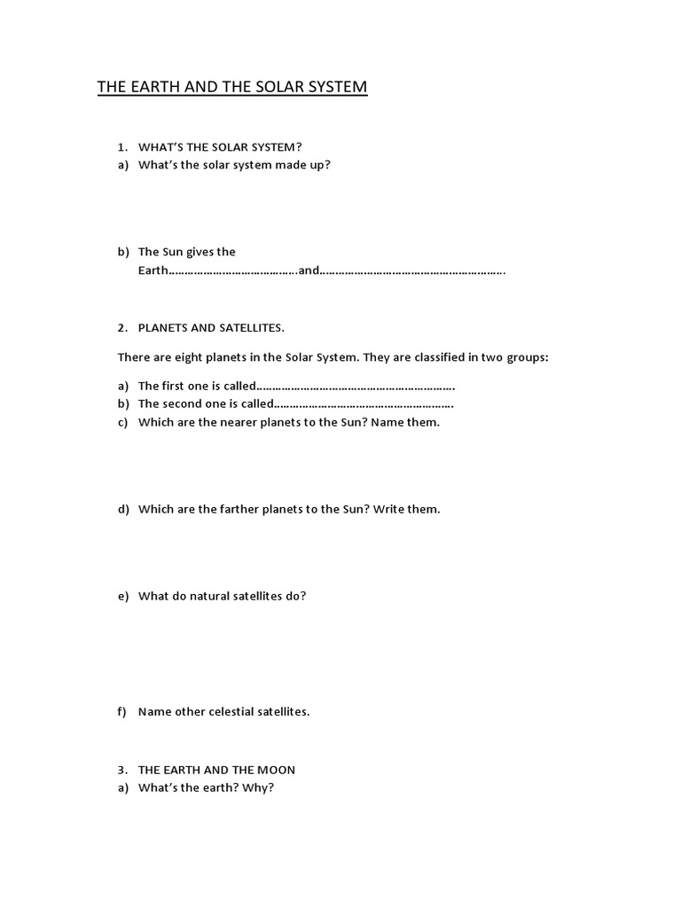 Solar System Quiz Answer Key | PDF | Solar System | Earth