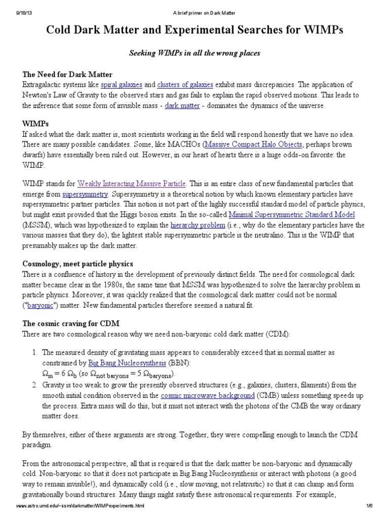 A Brief Primer On Dark Matter | PDF | Dark Matter | Particle Physics