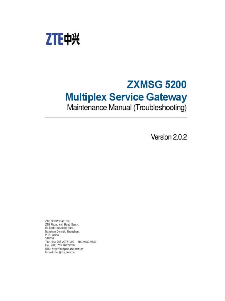 ZXMSG 5200 - Maintenance Manual (Troubleshooting) | PDF