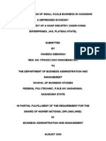 The Contribution of Small Scale Business in Changing A Depressed Economy