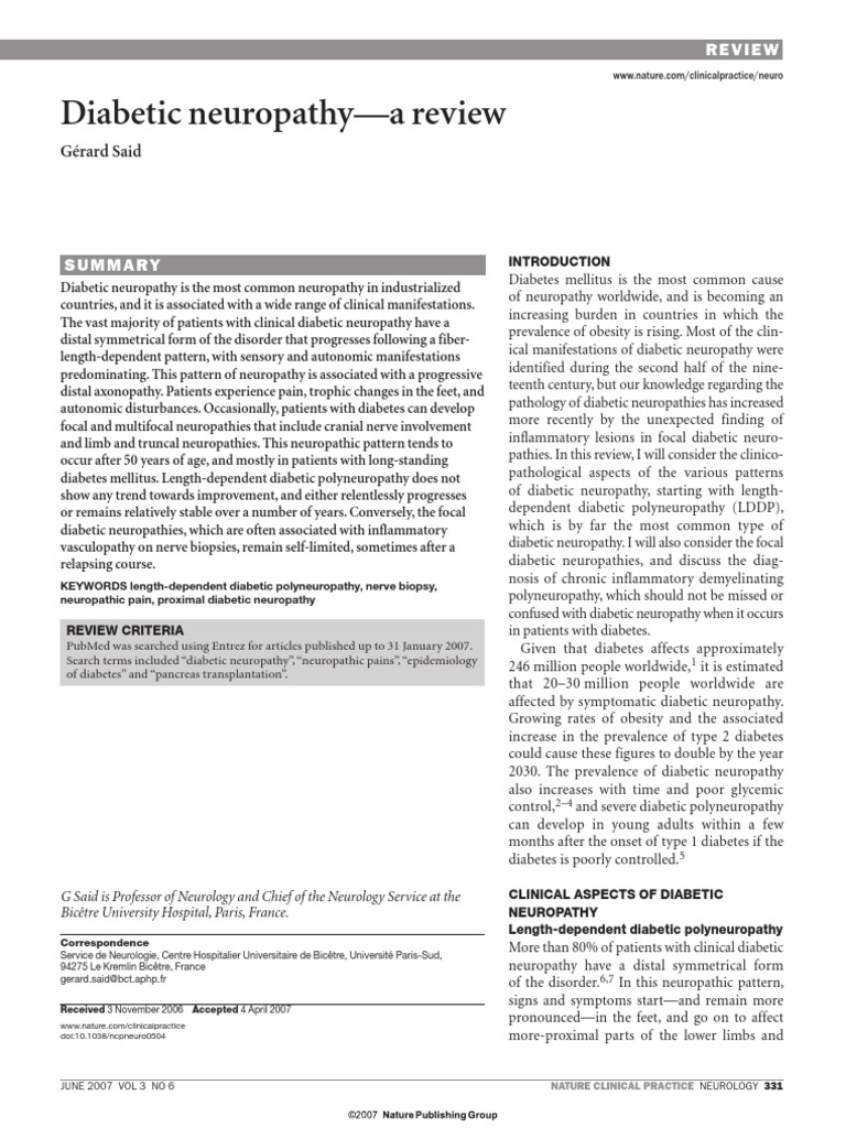 Overview of Diabetic Neuropathy Types | PDF | Peripheral Neuropathy ...