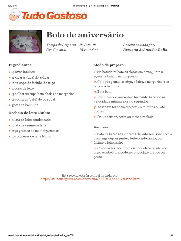 Bolo de Aniversário com Leite Ninho | PDF, image size:768x1024