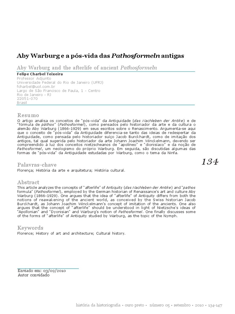 Aby Warburg e a Pathosformel Antiga | PDF | Renascimento | Mitologia grega