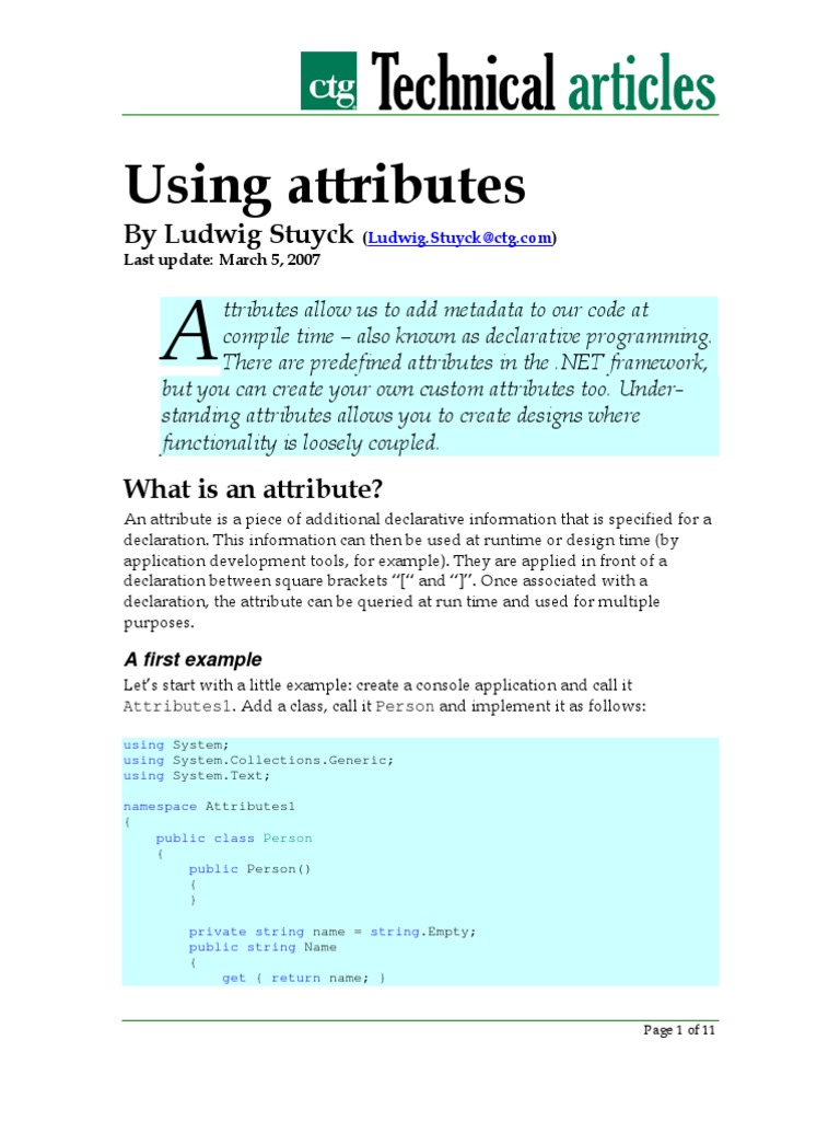 Understanding .NET Attributes Explained | PDF | C Sharp (Programming ...