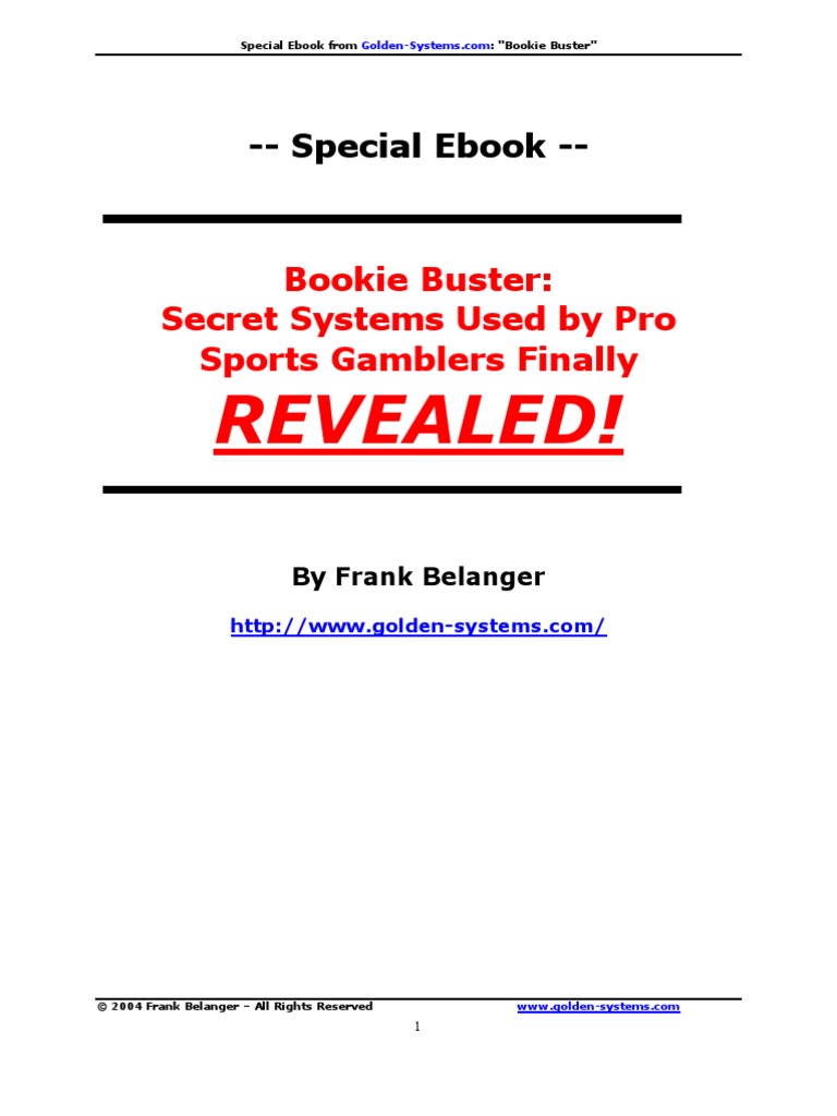 BOOKING BUSTER Sports Betting System PDF Atlanta Braves Gambling