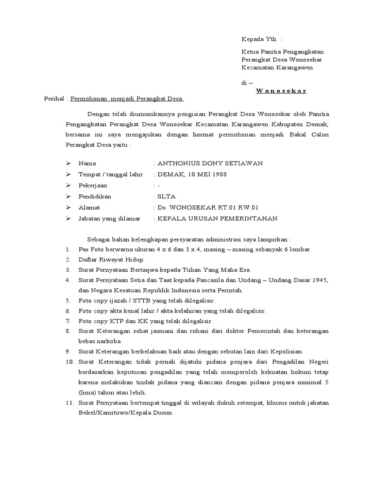Permohonan Perangkat Desa