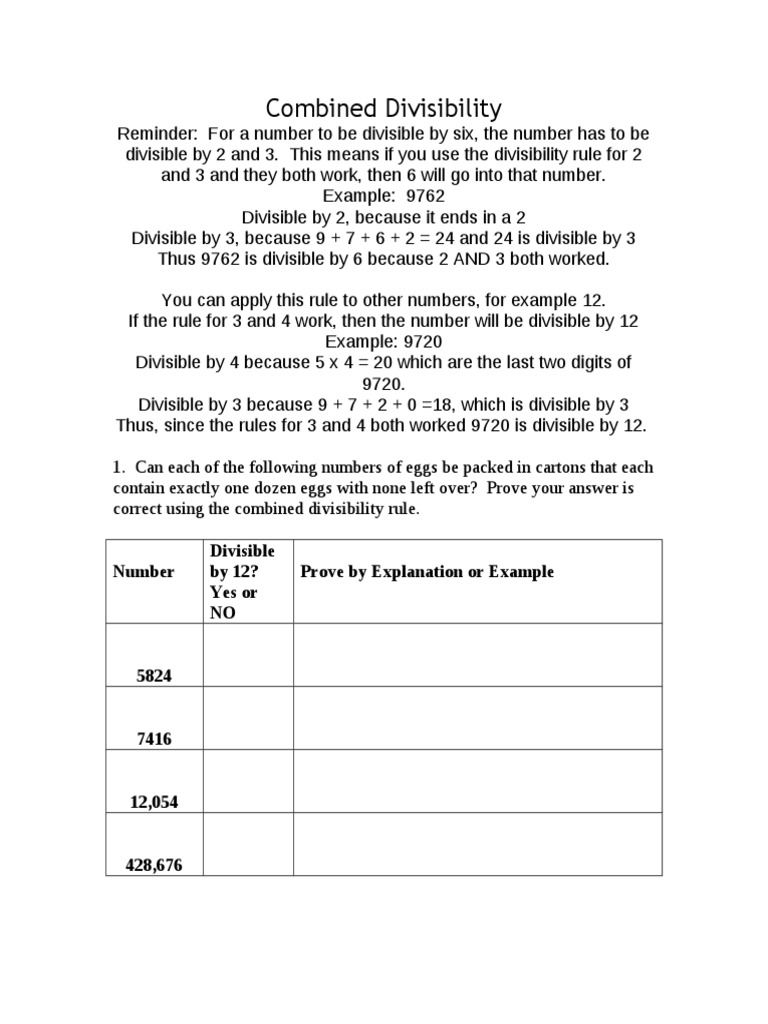 Combined Divisibility Rules Explained | PDF | Teaching Methods & Materials