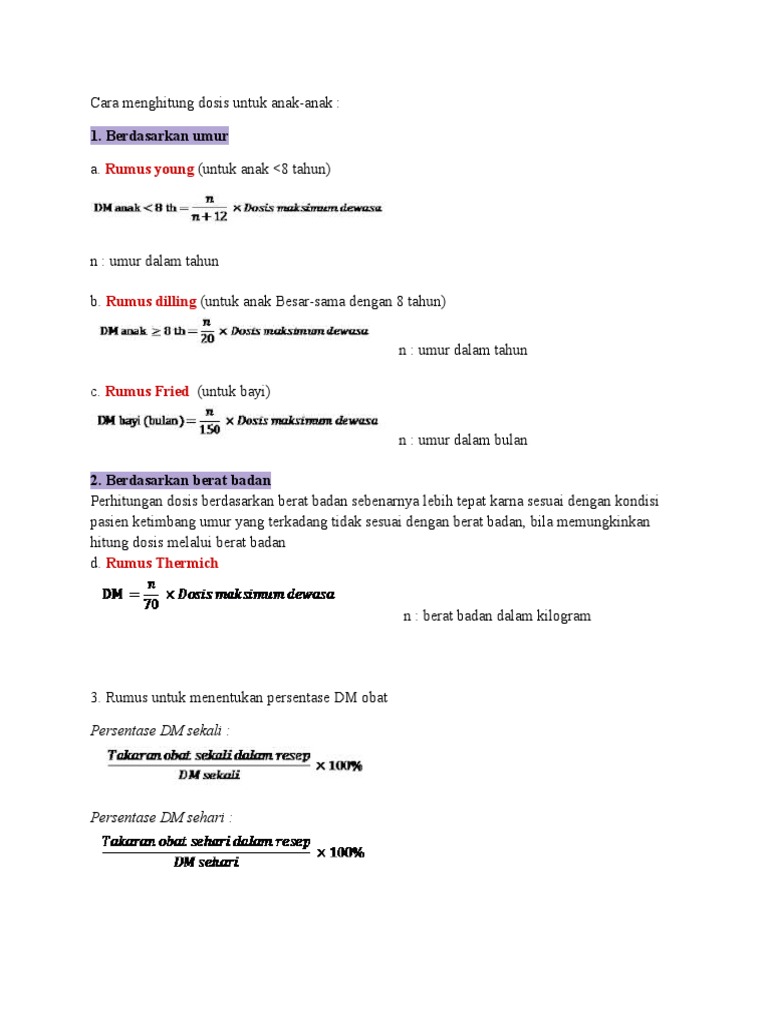 Cara Menghitung Dosis Untuk Anak