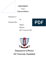 Department of Physics GC University, Faisalabad: Assignment Topic: Tahreej-ul-Hadees