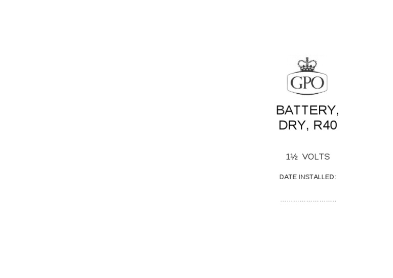 Battery, DRY, R40: 1 Volts | PDF | Battery (Electricity) | Nature