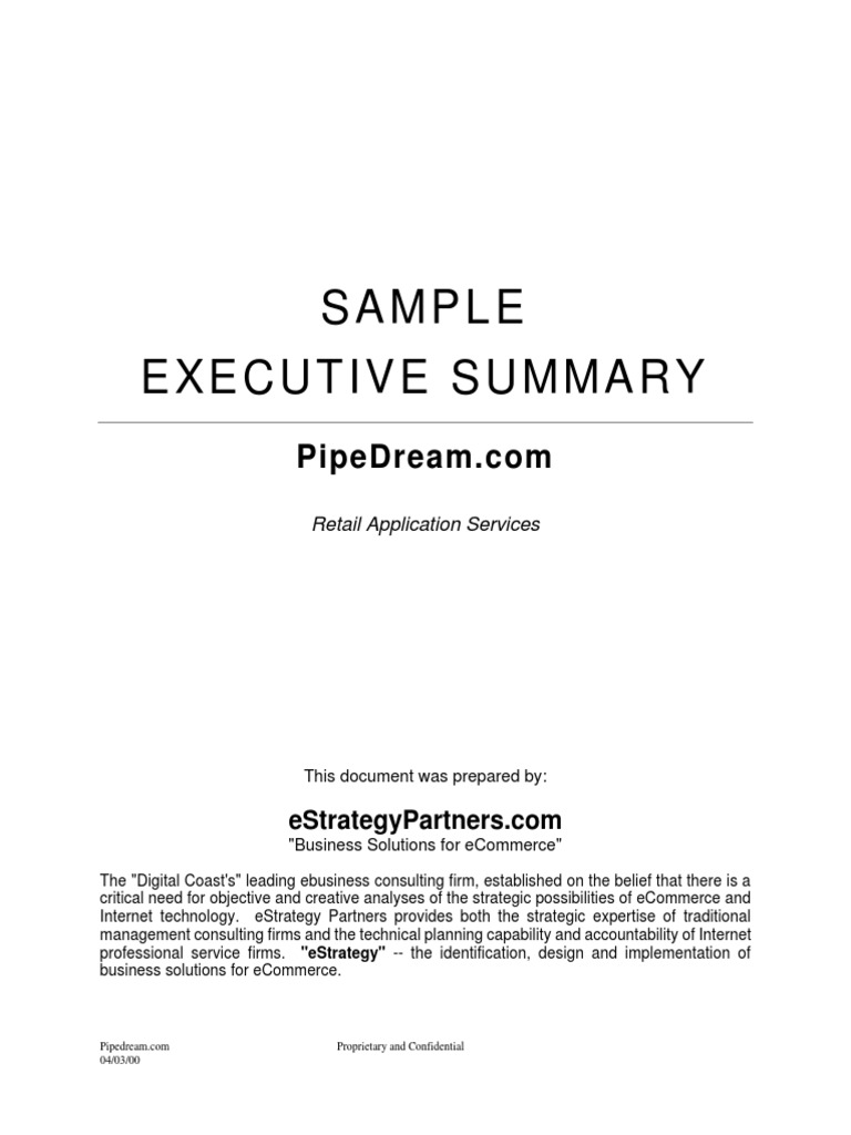 Sample Executive Summary Long | PDF | Online Shopping | Retail