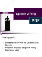 Speech Writing Purpose/Audience/Register