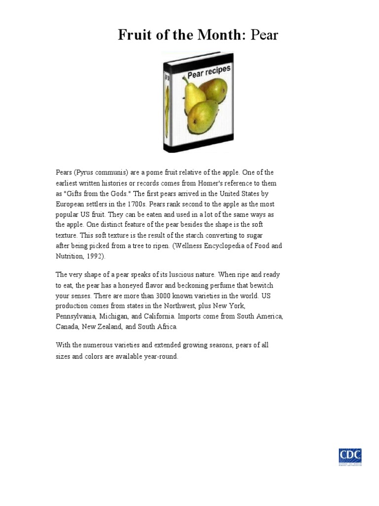 Fruit of The Month: Pear | PDF | Pear | Salad