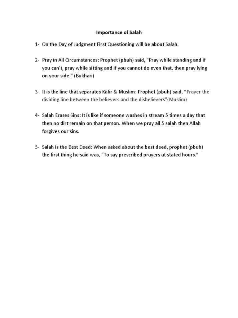 Importance of Salah | PDF | Foreign Language Studies | Self-Improvement
