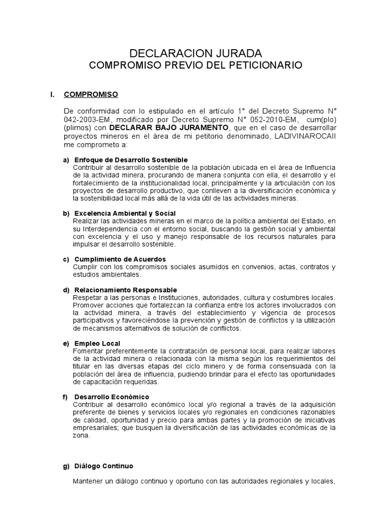 Compromiso Previo | PDF | Business